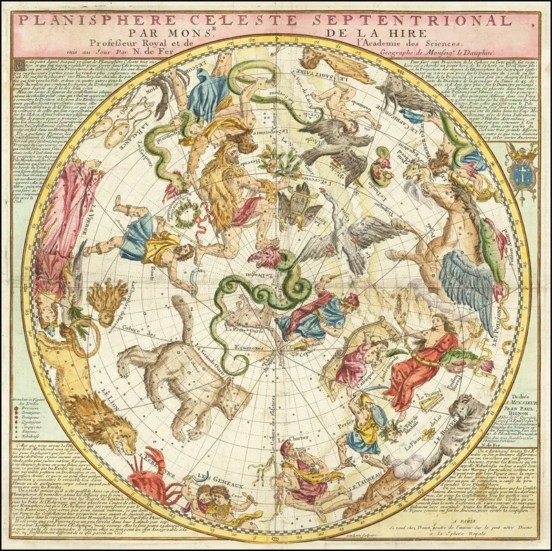 Planisphere Celeste Septentrional Par Monsr De La Hire Wall Art by Nicolas de Fer - High-Resolution Digital Print