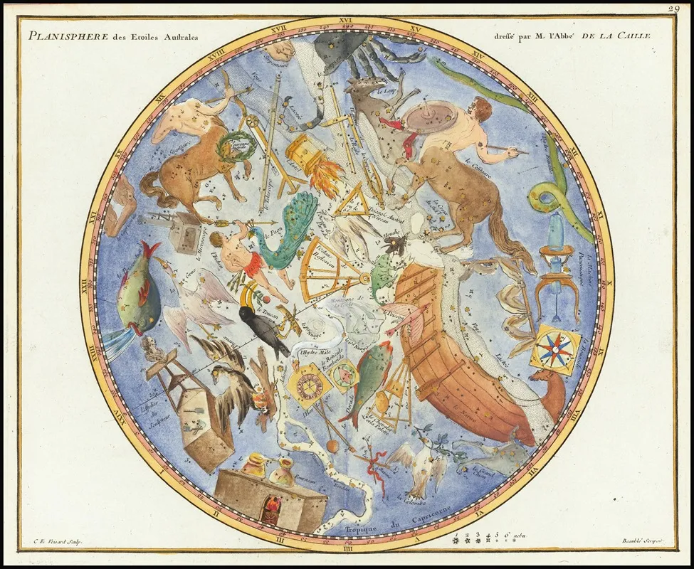 Planisphere Des Etoiles Australes 2 Wall Art by John Flamsteed - High-Resolution Digital Print