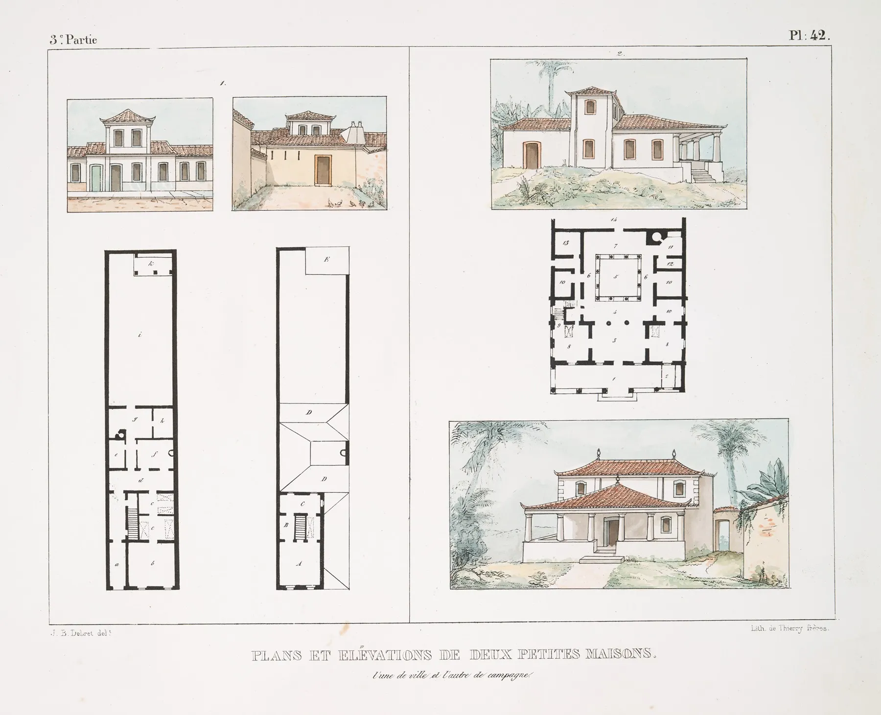 Plans Et Elevation De Deux Petites Maisons