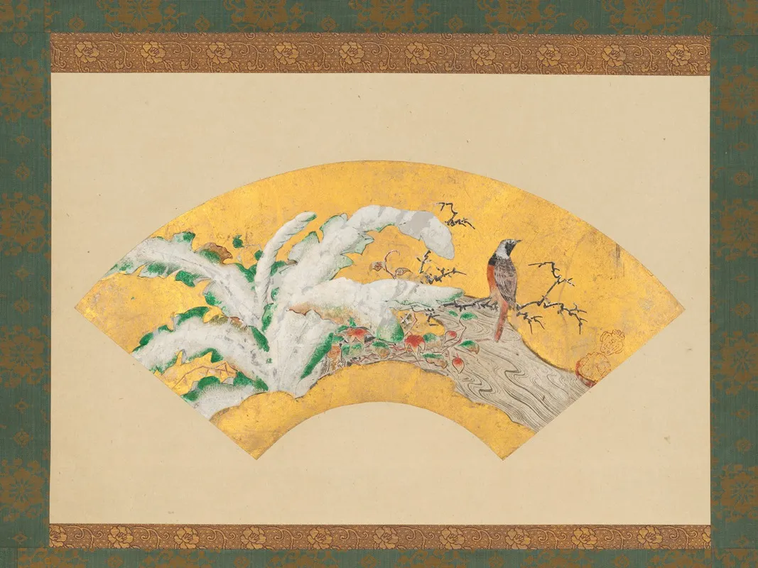 Plantain And Bird In Snow Wall Art by Kano Sōshū - High-Resolution Digital Print