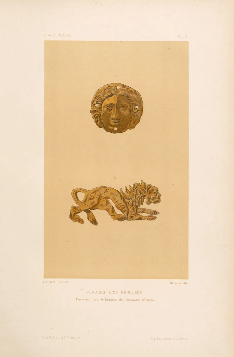 Plaques‎ ‎dor‎ ‎repousse‎ ‎trouvees‎ ‎dans‎ ‎le‎ ‎tumulus‎ ‎de‎