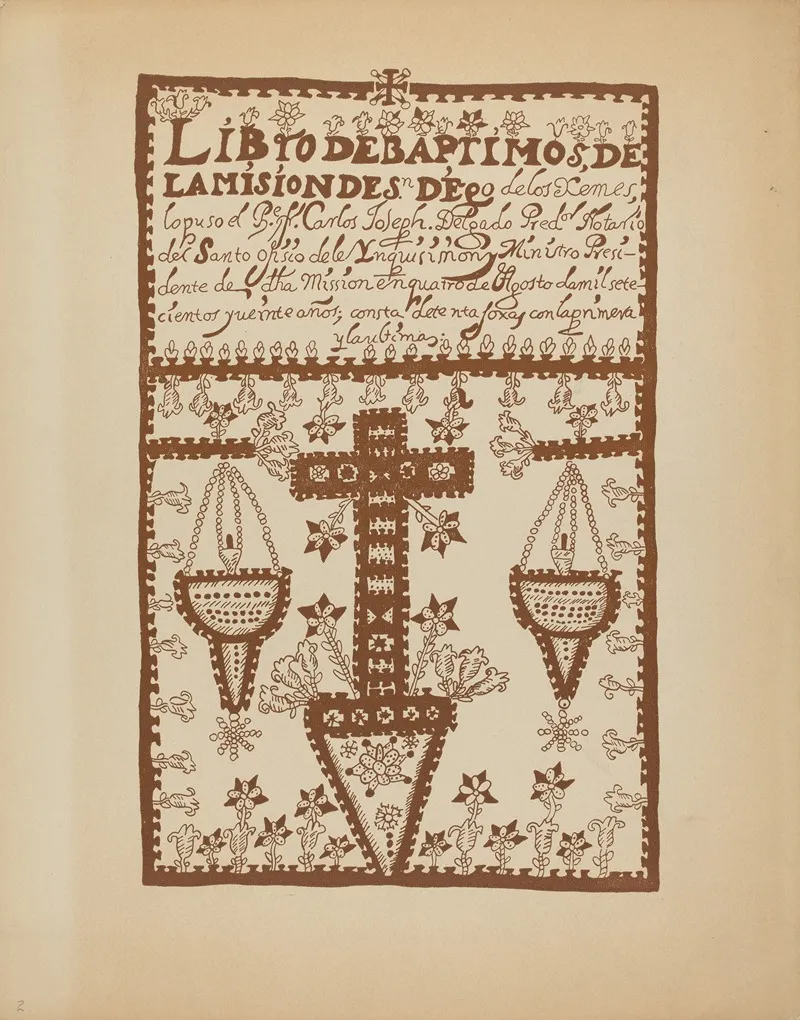 Plate 2 Jemez Book Of Baptisms From Portfolio Spanish Colonial Designs Of New Mexico 3
