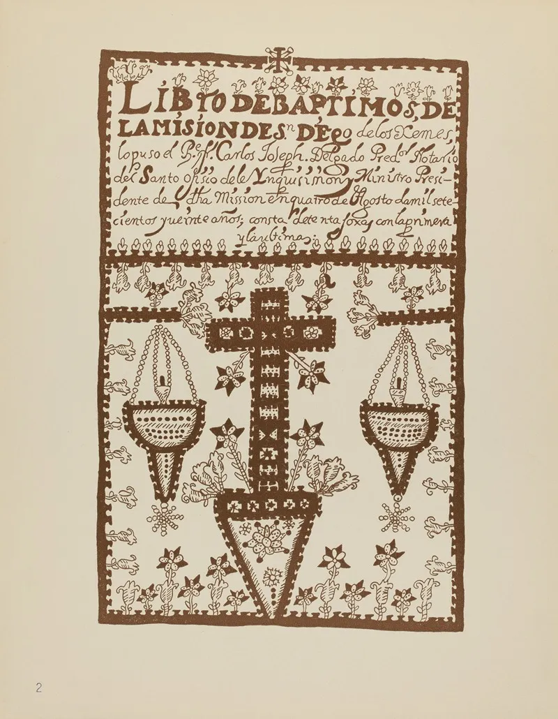 Plate 2 Jemez Book Of Baptisms From Portfolio Spanish Colonial Designs Of New Mexico