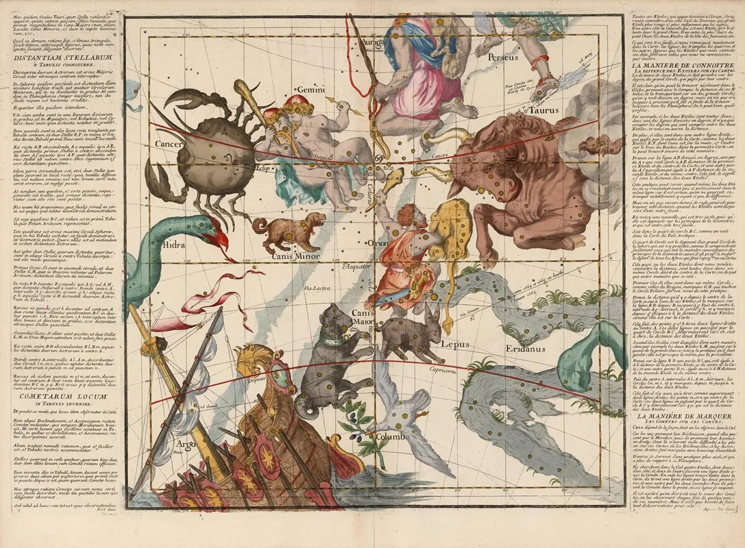 Plate 3 Gemini Orion Taurus And Other Constellations Wall Art by Ignace Gaston Pardies - High-Resolution Digital Print