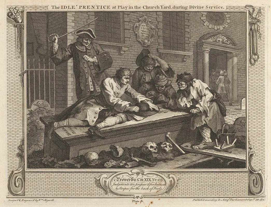 Plate 3 The Idle Prentice At Play In The Church Yard During Divine Service