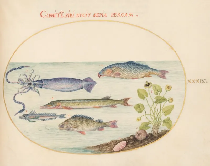 Plate 39 Squid Gurnard Pike And Other Fish