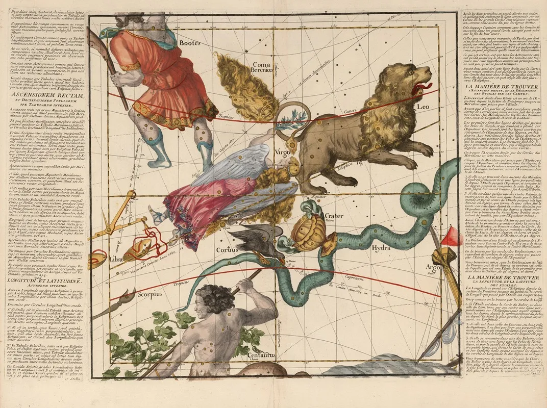 Plate 4 Virgo Hydra And Other Constellations Wall Art by Ignace Gaston Pardies - High-Resolution Digital Print