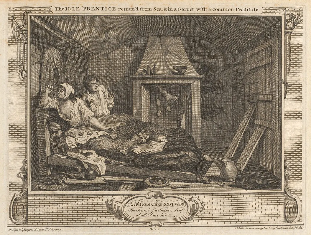 Plate 7 The Idle Prentice Returned From Sea And In A Garret With A Common Prostitute