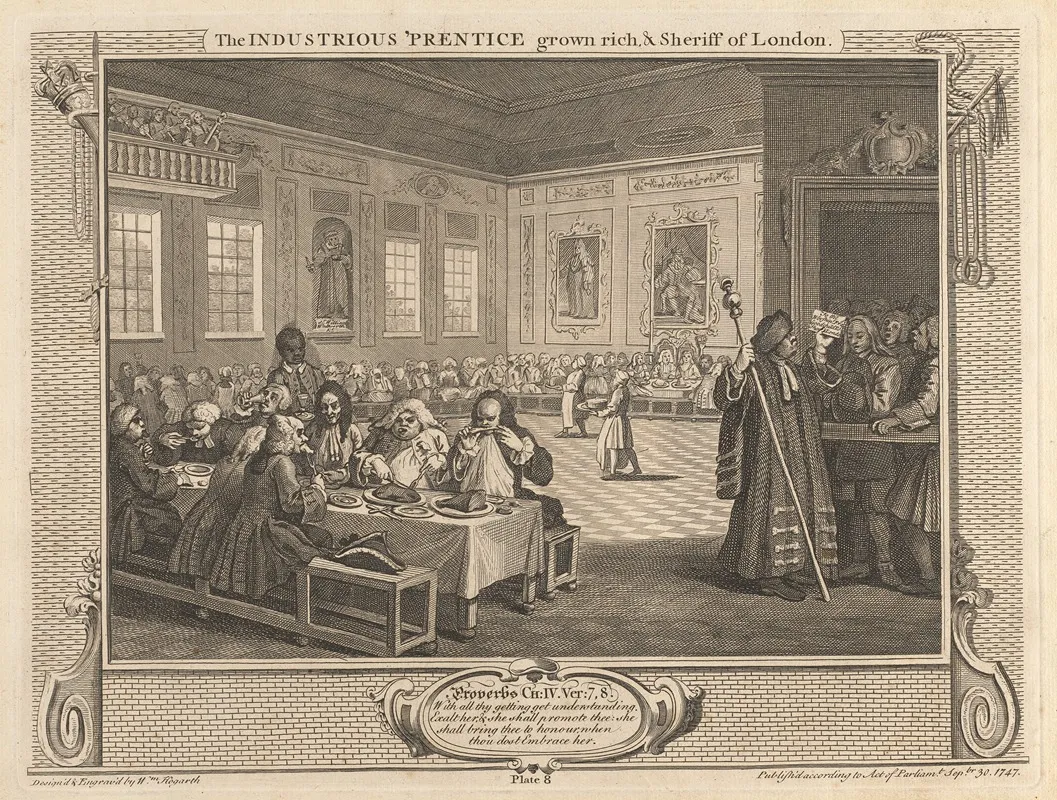 Plate 8 The Industrious Prentice Grown Rich And Sheriff Of London
