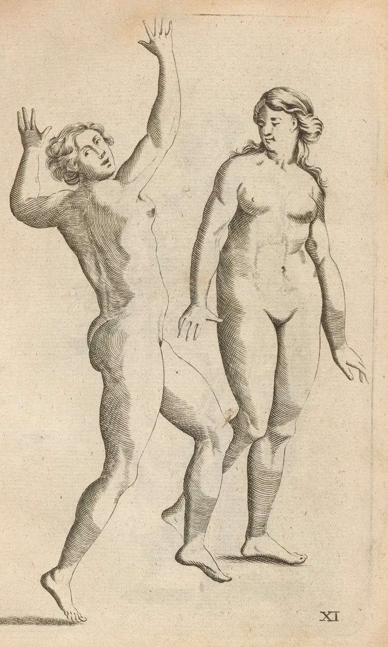 Plate Xi Artist Study Of Standing Nude Females Wall Art by William Salmon - High-Resolution Digital Print