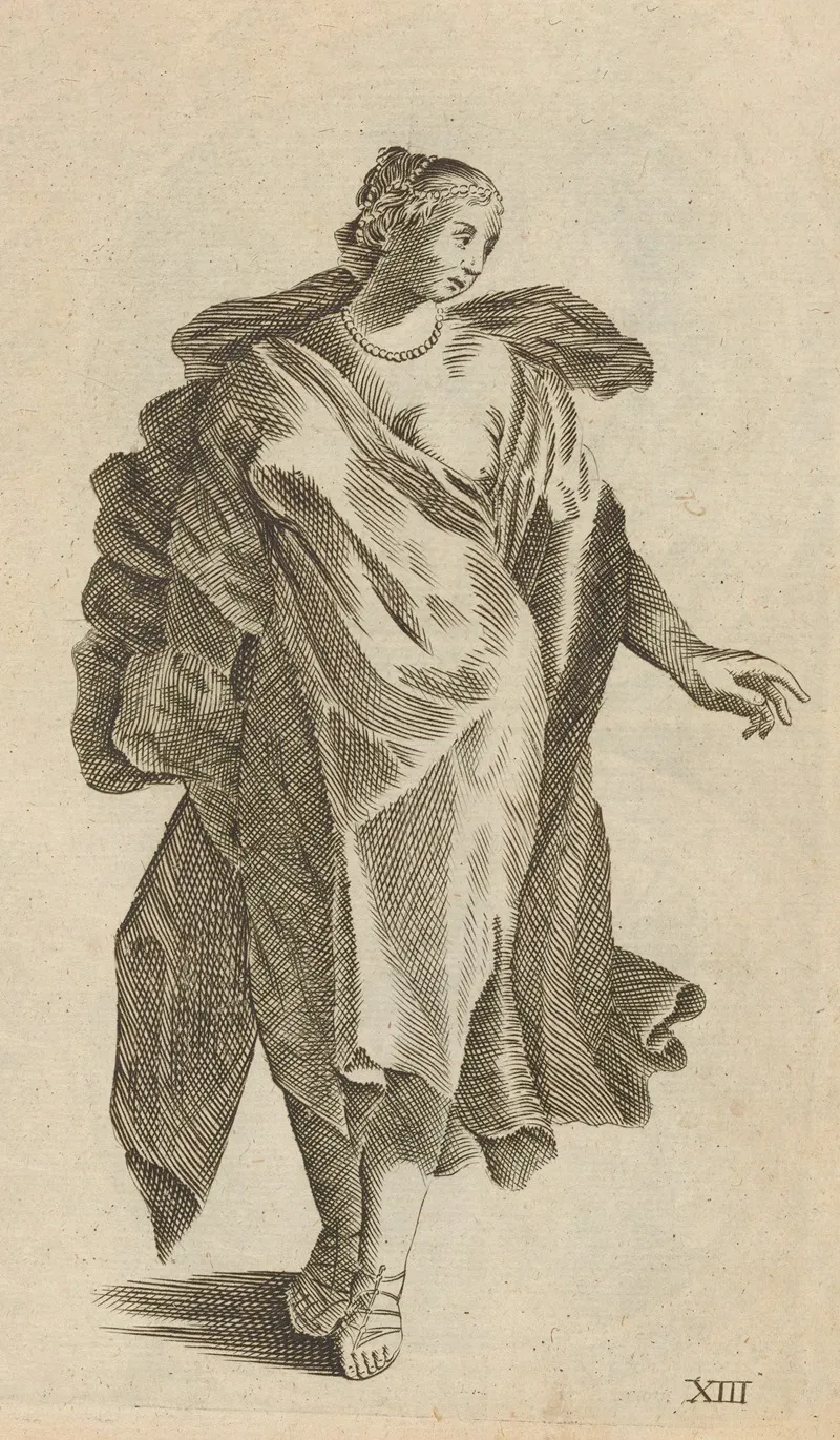 Plate Xiii Artist Study Of Partially Nude Woman Wall Art by William Salmon - High-Resolution Digital Print