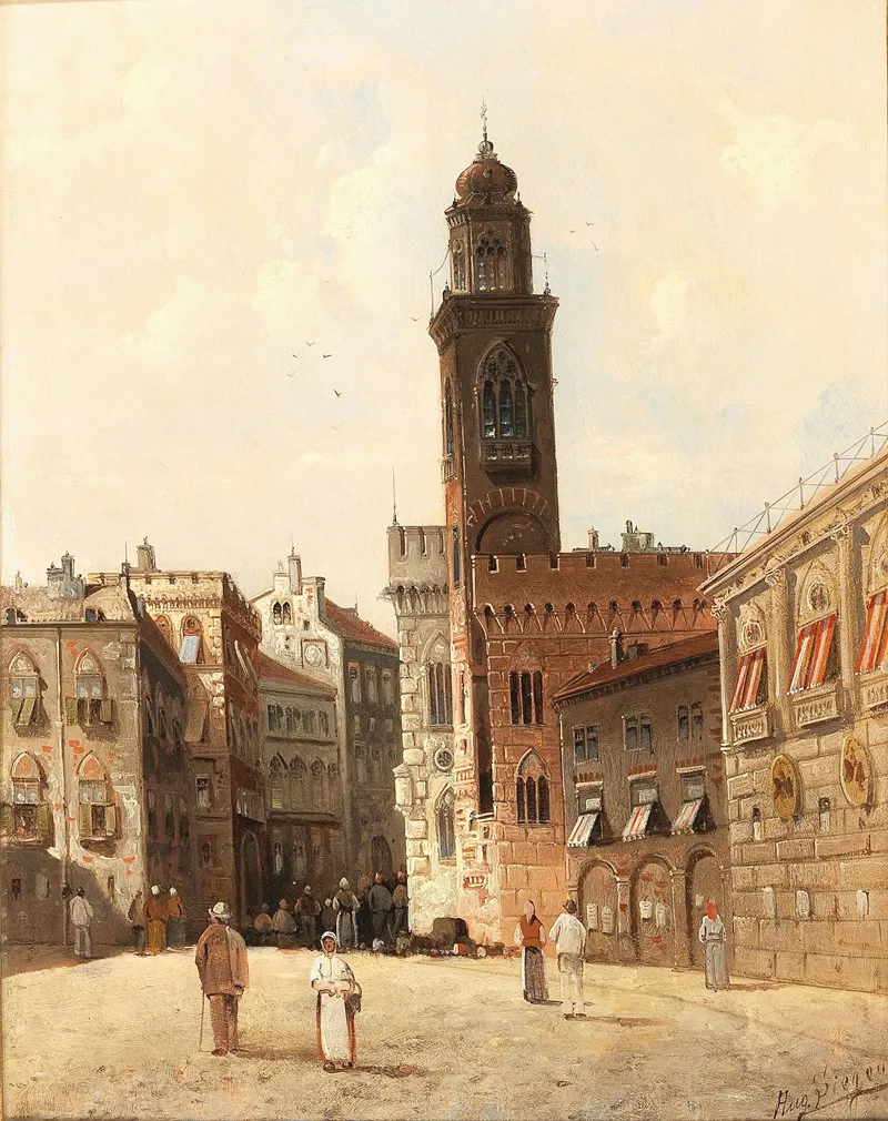 Platz In Cavalis Wall Art by August Von Siegen - High-Resolution Digital Print