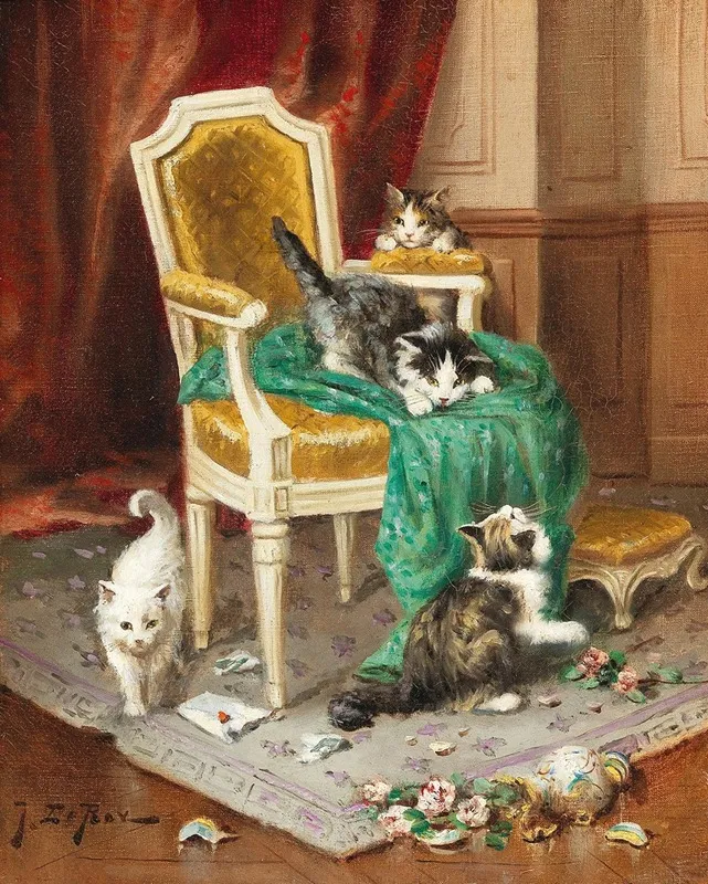 Playful Cats Wall Art by Jules Leroy - High-Resolution Digital Print