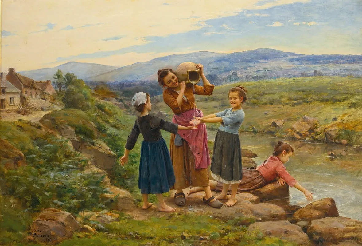 Playing By The River Wall Art by César Pattein - High-Resolution Digital Print