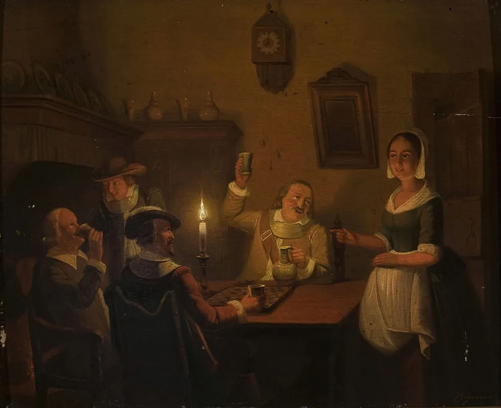 Playing Checkers Wall Art by Pieter Gerardus Sjamaar - High-Resolution Digital Print