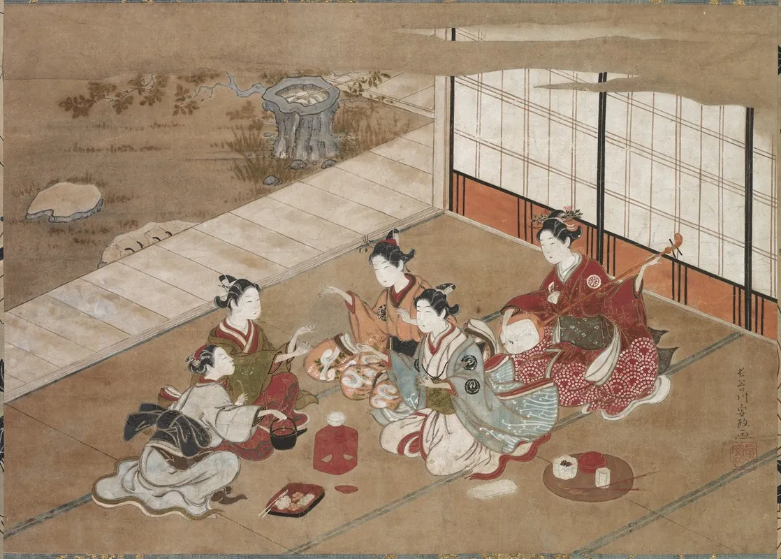 Playing The Hand Game Wall Art by Hasegawa Yasumasa - High-Resolution Digital Print