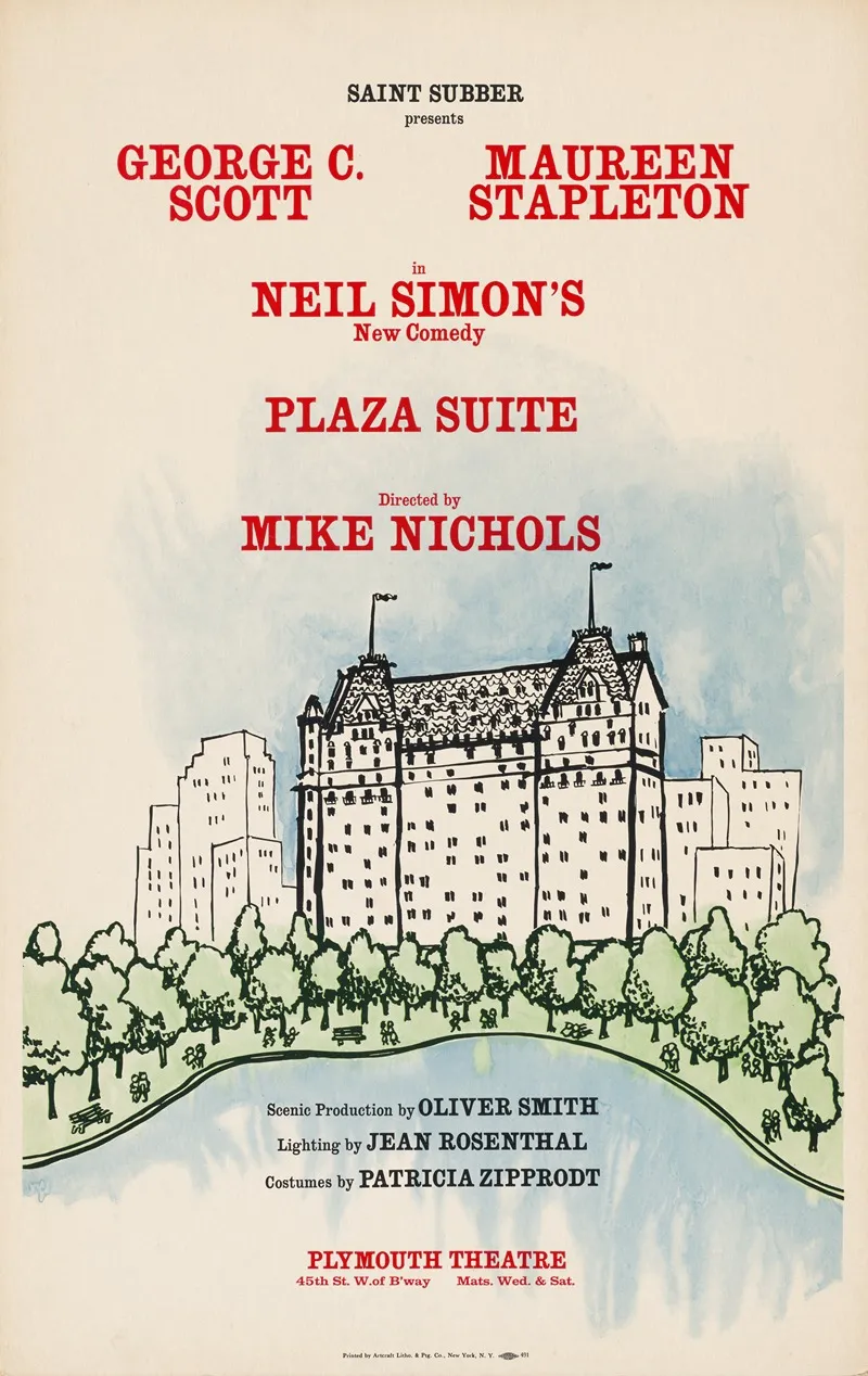 Plaza Suite Wall Art by Artcraft Lithograph - High-Resolution Digital Print
