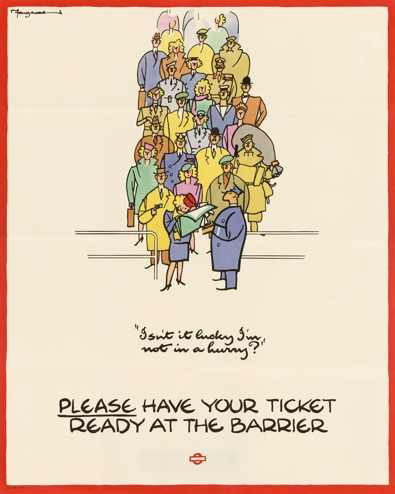 Please Have Your Ticket Ready At The Barrier Wall Art by Cyril Kenneth Bird (Fougasse) - High-Resolution Digital Print