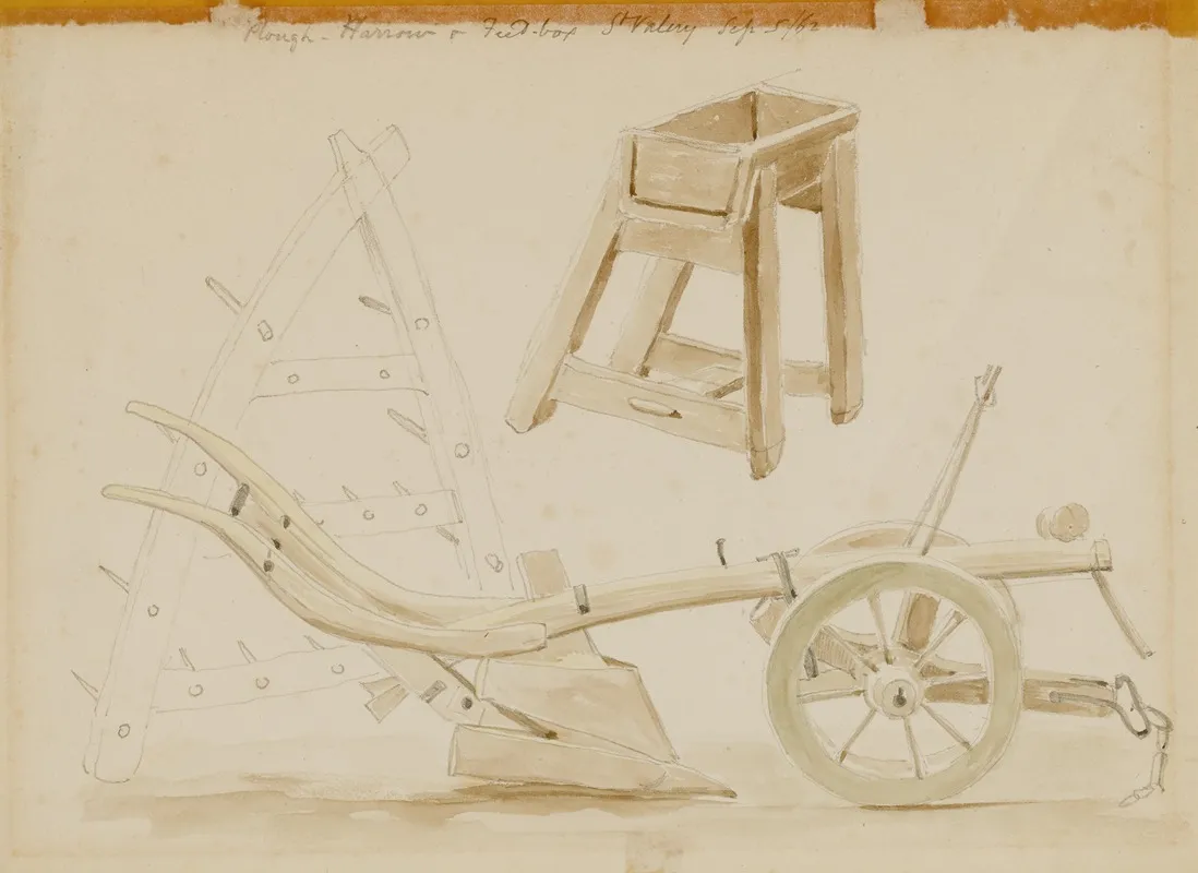 Plough Harrow And Feed Box St Valery