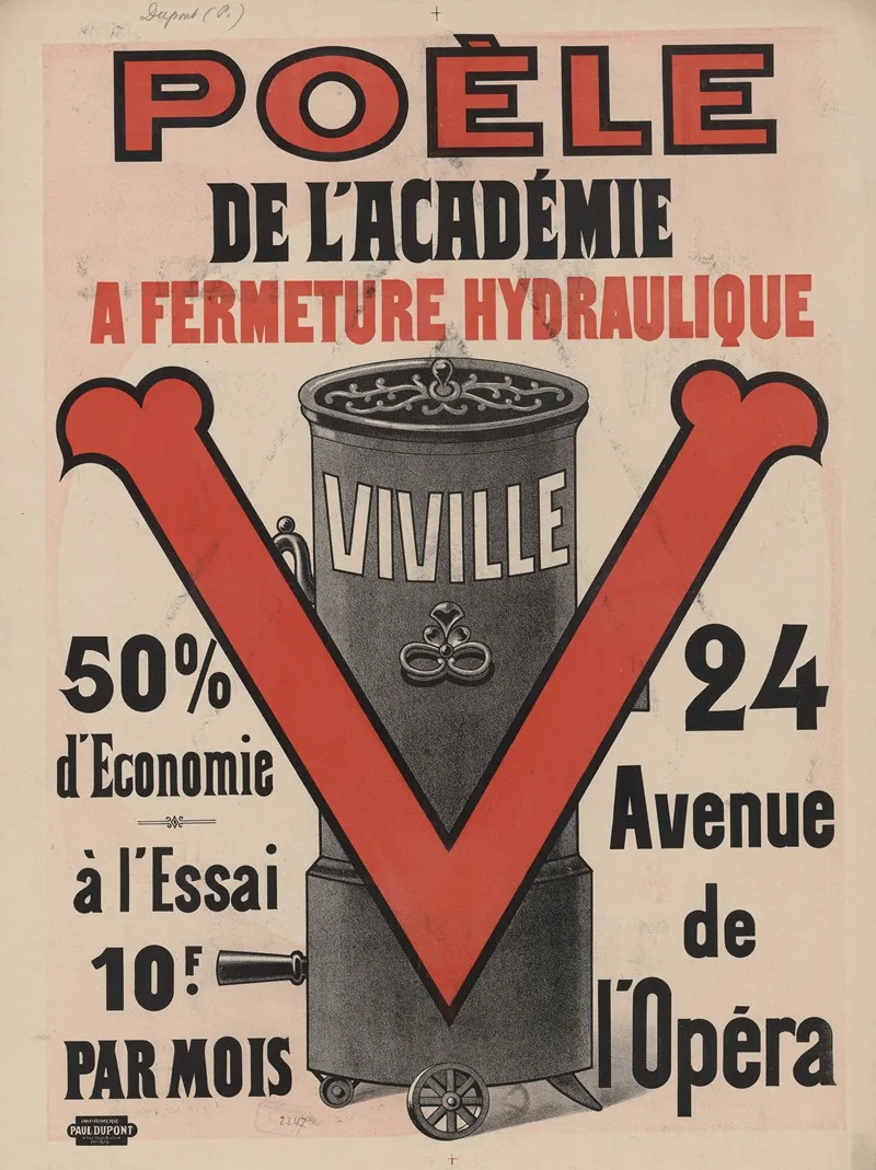 Poele De Lacademie A Fermeture Hydraulique Viville 24 Avenue De Lopera Paris Wall Art by Imp. Paul Dupont - High-Resolution Digital Print