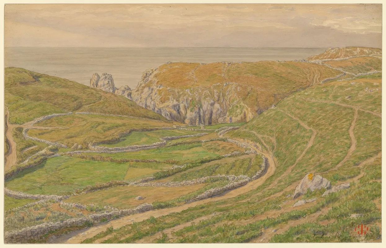 Pointe Du Raz Vallon Pres De La Pointe Du Raz Wall Art by Henri Rivière - High-Resolution Digital Print