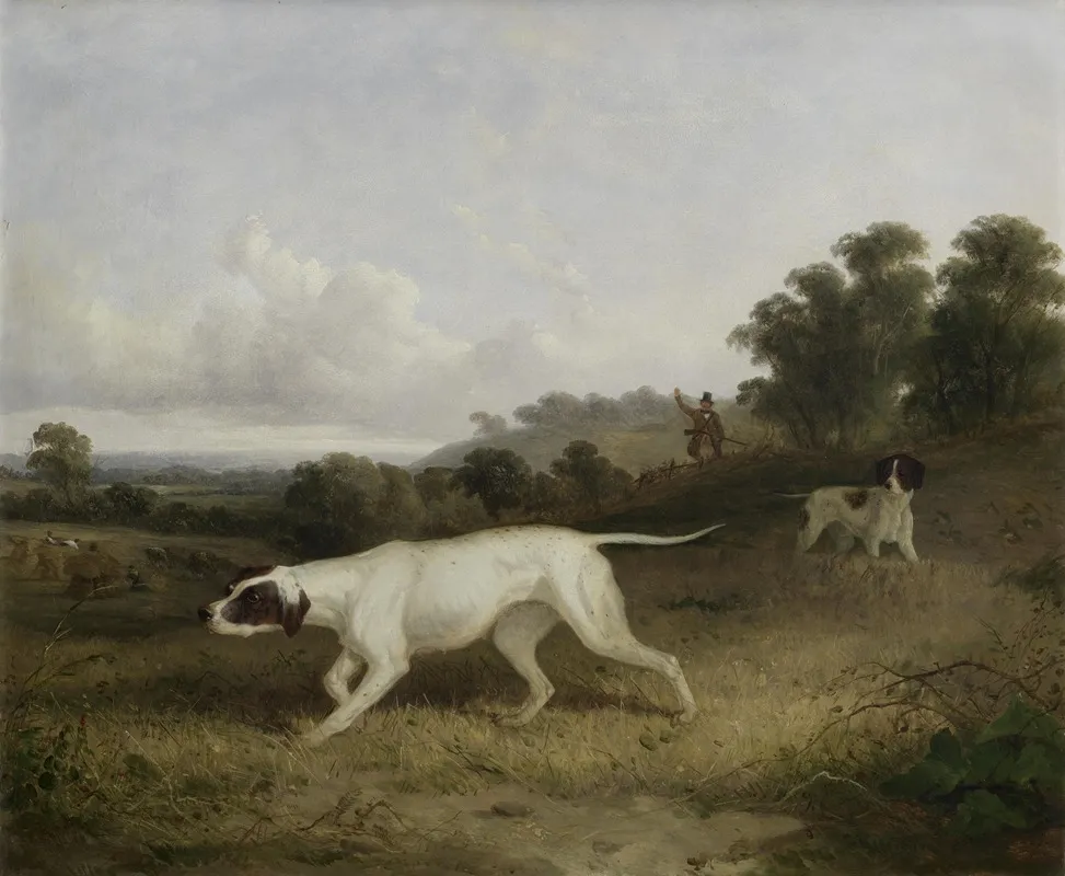 Pointers In A Landscape Wall Art by Edmund Bristow - High-Resolution Digital Print