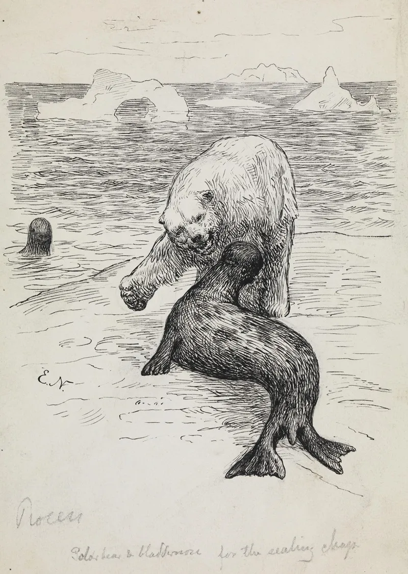 Polar Bear Attacking A Seal Wall Art by Eivind Nielsen - High-Resolution Digital Print
