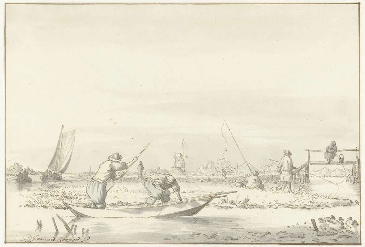 Polderlandschap Met Vissers Wall Art by Pieter Coopse - High-Resolution Digital Print