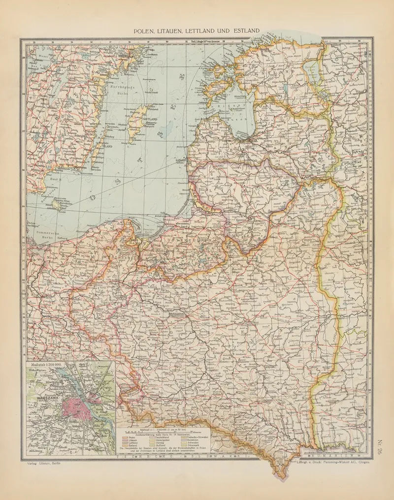 Polen Litauen Lettland Und Estland Wall Art by Geographisches Institut der Flemming-Wiskott - High-Resolution Digital Print