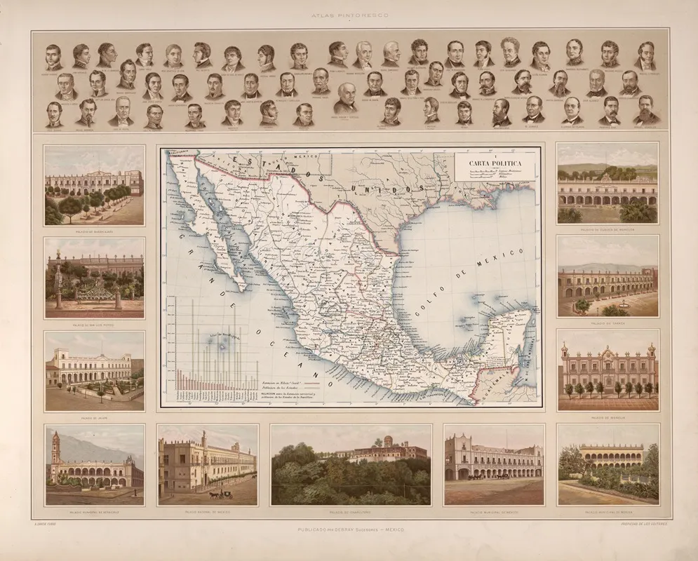 Political Map Wall Art by Antonio García Cubas - High-Resolution Digital Print