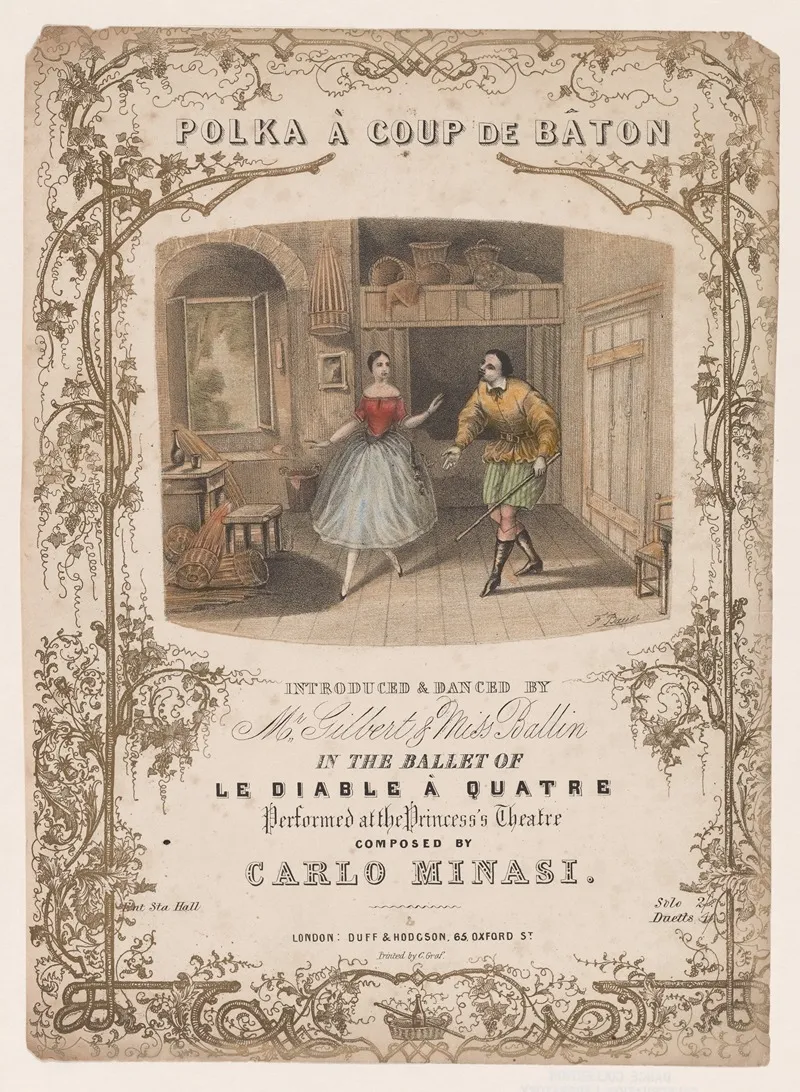 Polka A Coup De Baton Introduced Danced By Mr Gilbert Miss Ballin In The Ballet Of Le Diable A Quatre Wall Art by Franz Andreas Bauer - High-Resolution Digital Print