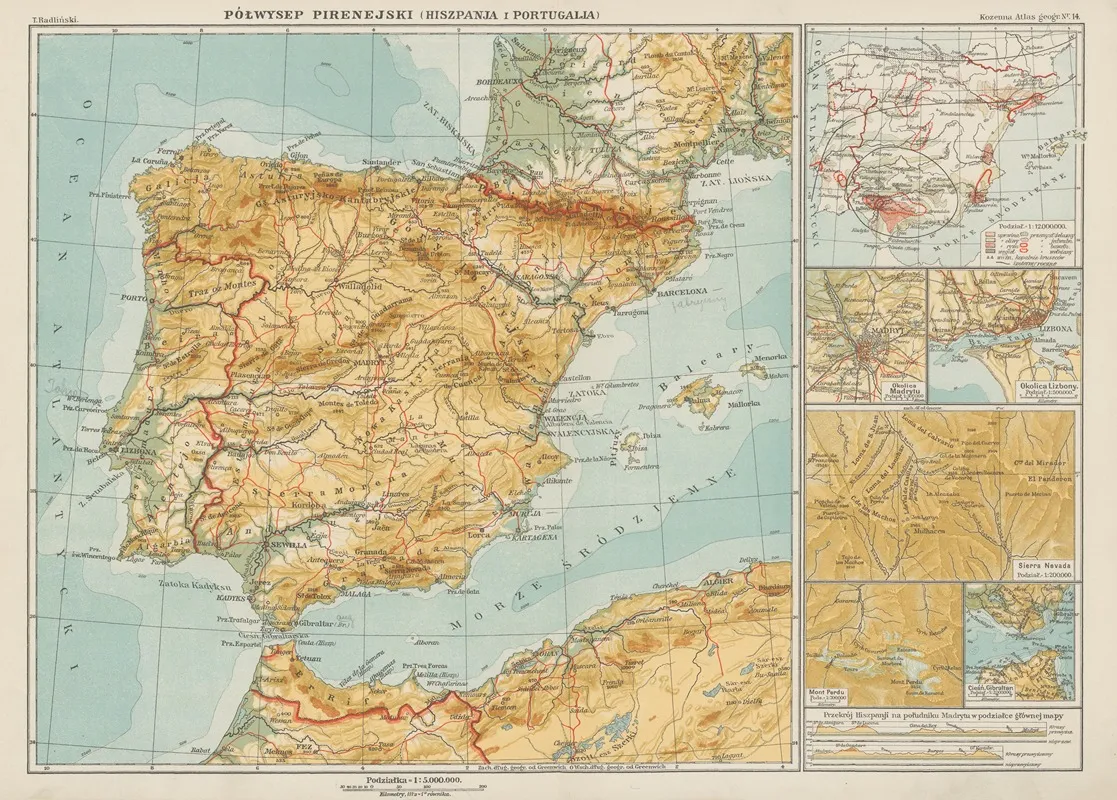 Polwysep pirenejski hiszpanja i portugalja Wall Art by Blasius Kozenn - High-Resolution Digital Print