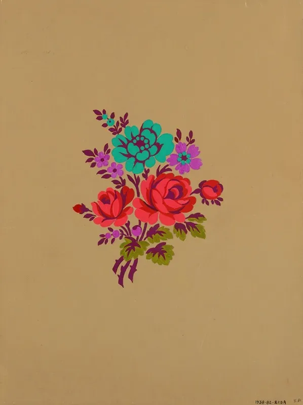 Polychrome Floral Group I Wall Art by Herman A. Elsberg - High-Resolution Digital Print