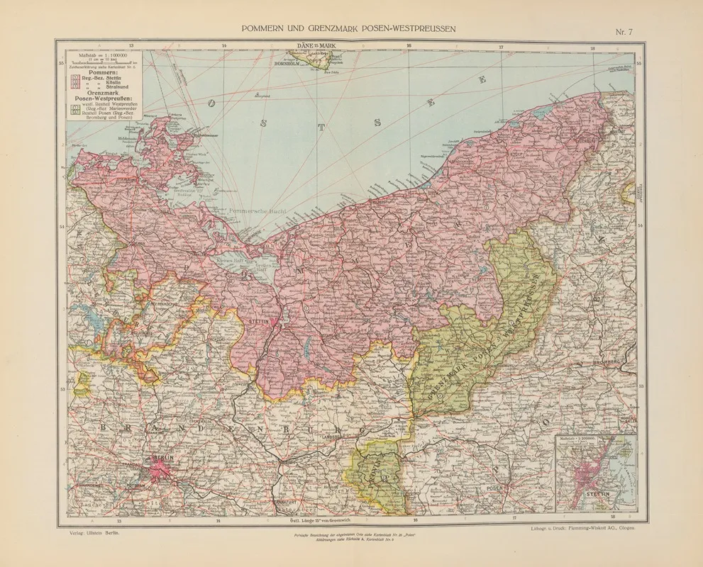 Pommern Und Grenzmark Posen Westpreussen Wall Art by Geographisches Institut der Flemming-Wiskott - High-Resolution Digital Print