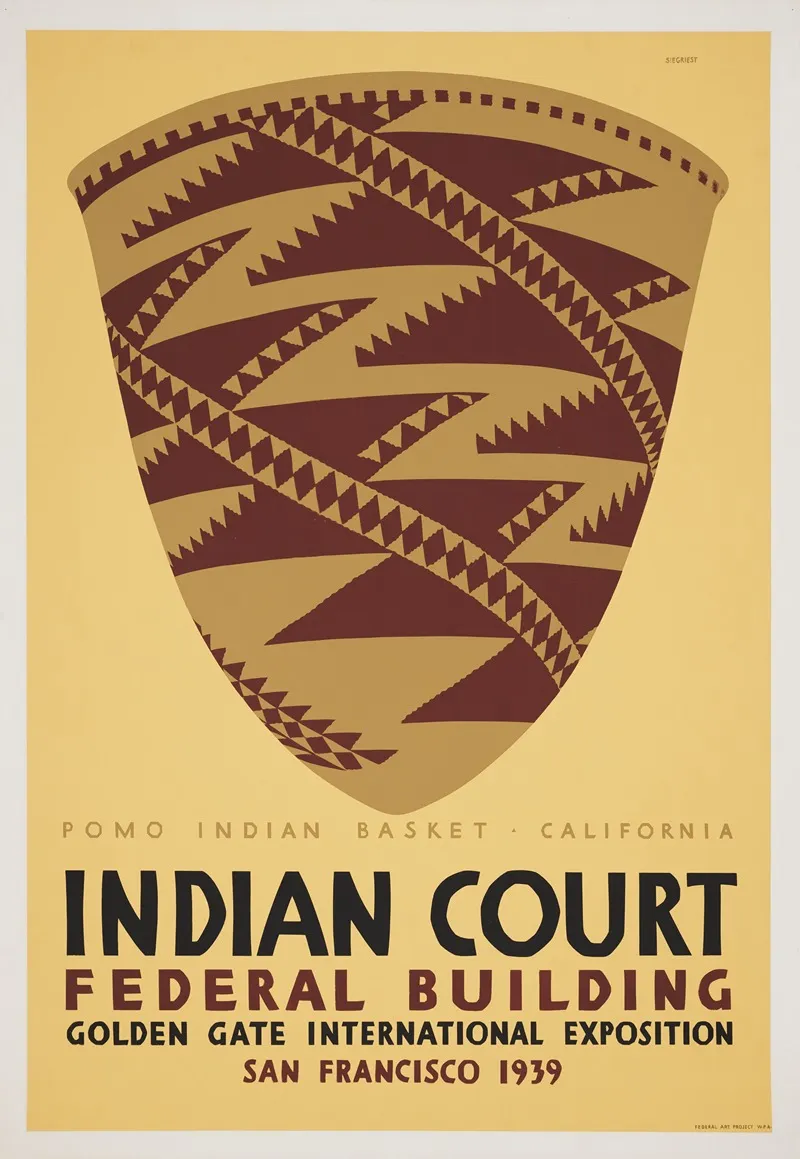 Pomo Indian Basket California Wall Art by Louis Siegriest - High-Resolution Digital Print