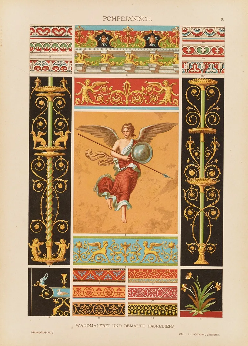 Pompejanisch Wandmalerei Und Bemalte Basreliefs Wall Art by Heinrich Dolmetsch - High-Resolution Digital Print