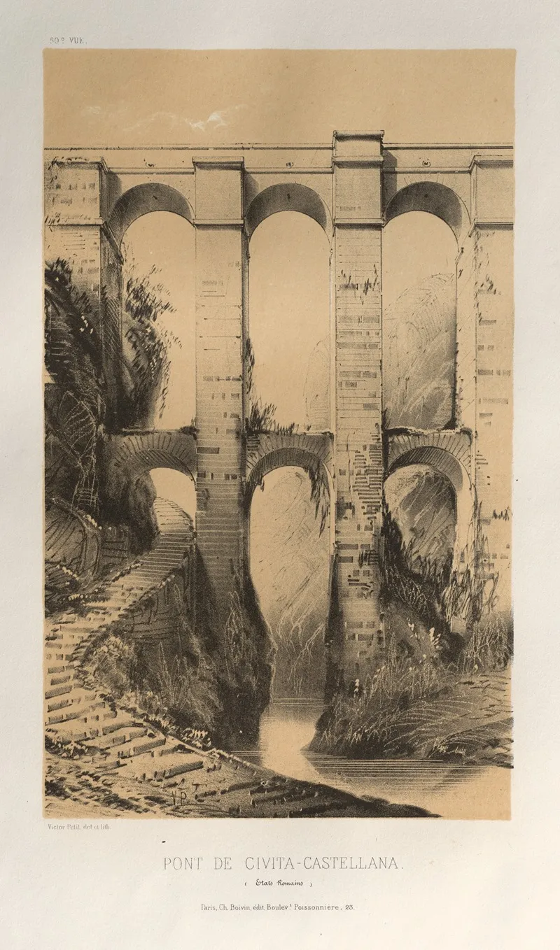 Pont De Civita Castellana Etats Romains Wall Art by Victor Petit - High-Resolution Digital Print