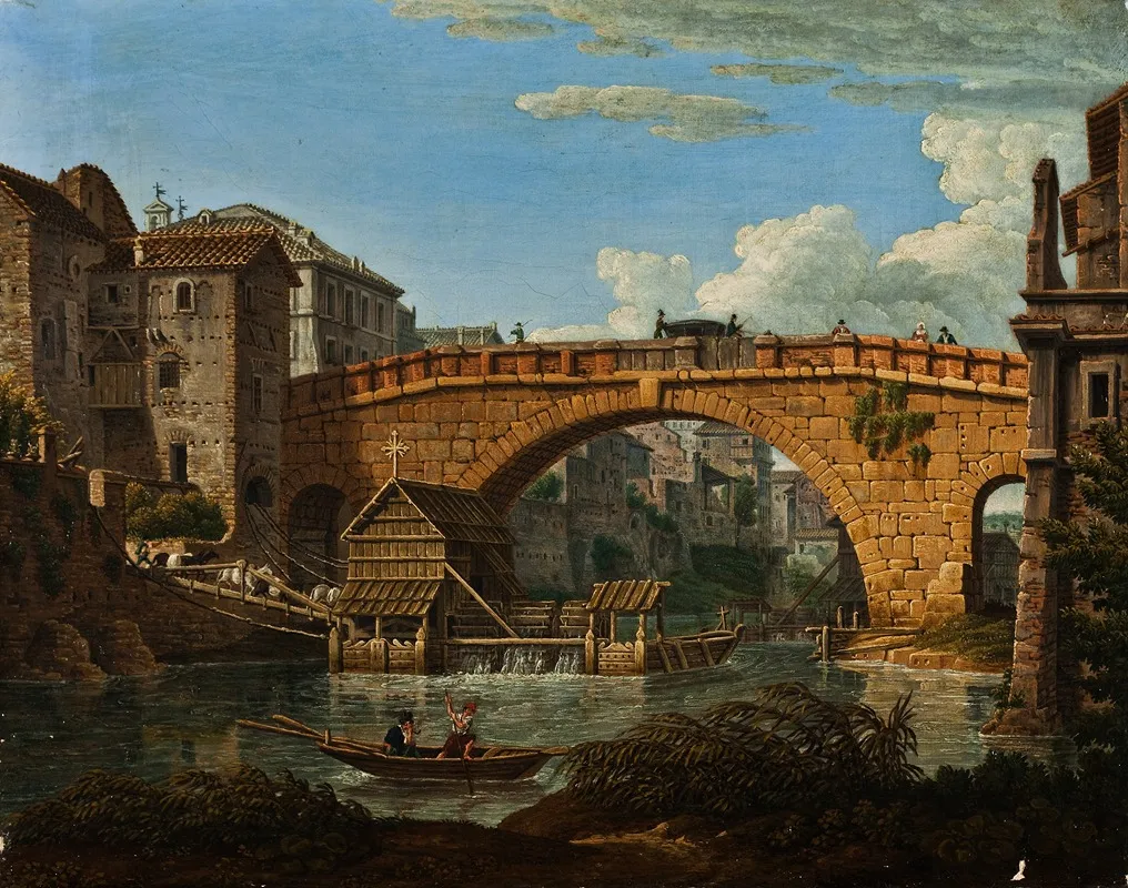 Ponte Cestio In Rome Wall Art by Antonio Aquaroni - High-Resolution Digital Print