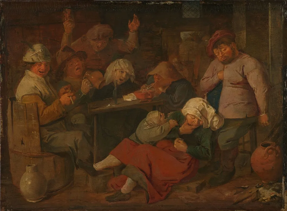 Poor Folk Drinking In A Tavern Wall Art by Adriaen Brouwer - High-Resolution Digital Print