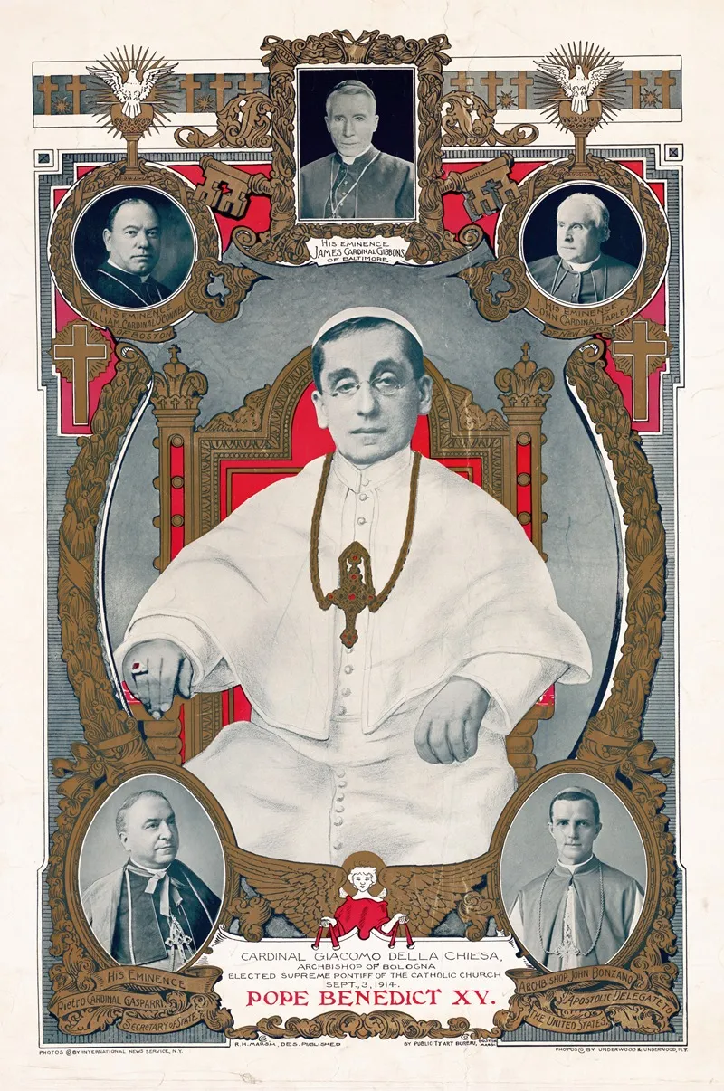 Pope Benedict Xv Cardinal Giacomo Della Chiese Archbishop Of Bologna Elected Supreme Pontiff Of The Catholic Church September 3 1914 Wall Art by Anonymous - High-Resolution Digital Print