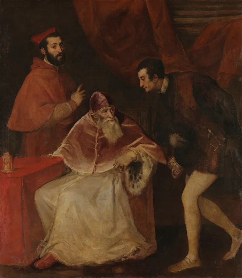 Pope Paul Iii And His Grandsons Wall Art by Titian - High-Resolution Digital Print