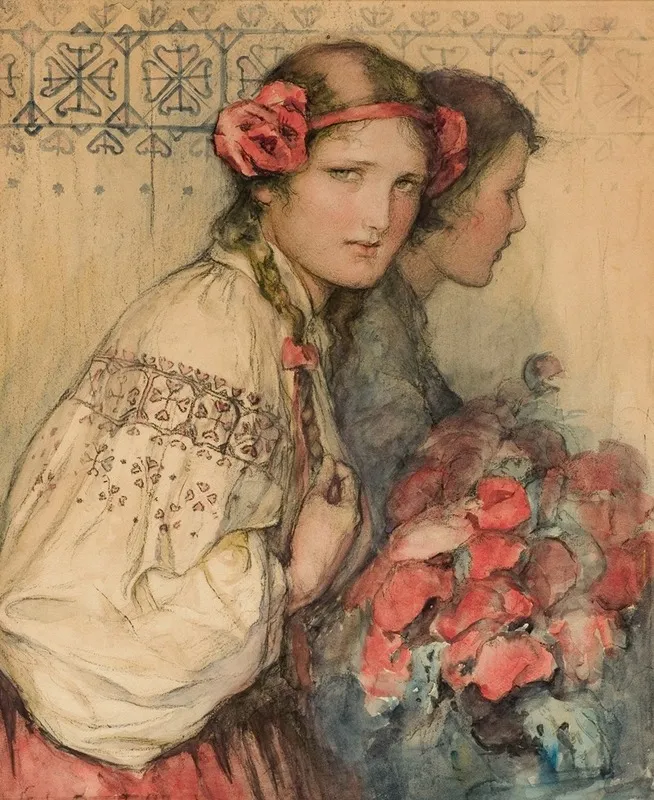 Poppy Girl Wall Art by Wladyslaw Theodore Benda - High-Resolution Digital Print