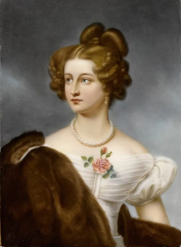 Porcelain Portrait Plaque Of Amalie Von Kruedener Wall Art by Franz Xaver Thallmaier - High-Resolution Digital Print