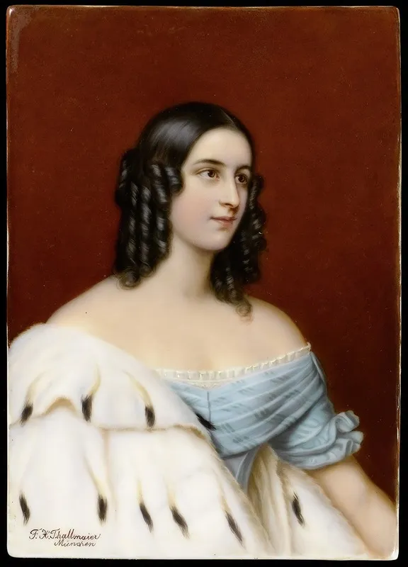 Porcelain Portrait Plaque Of Caroline Von Oettingen Wall Art by Franz Xaver Thallmaier - High-Resolution Digital Print