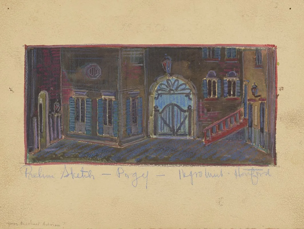 Porgy Sketch No 1 Prelim Sketch Street Scene Wall Art by Michael Adrian - High-Resolution Digital Print