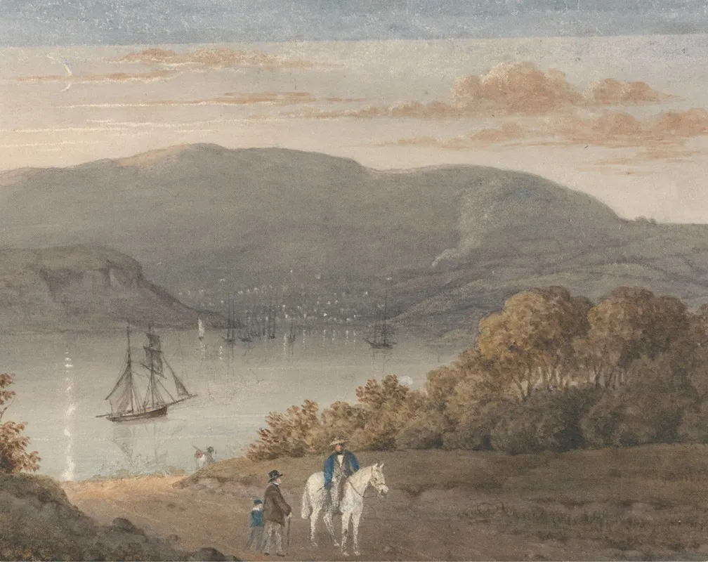 Port Louis From La Petite Montagne Twilight With A Rider And Figures In Foreground
