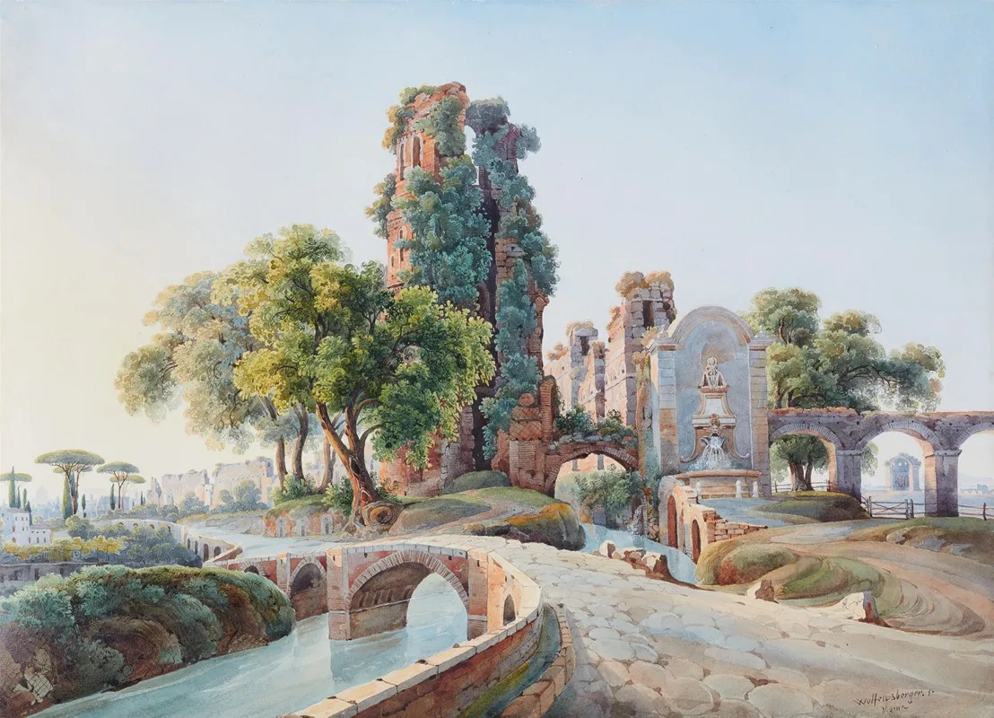 Porta Furba Mit Fontana Di Clemente Xii In Rom Wall Art by Johann Jakob Wolfensberger - High-Resolution Digital Print
