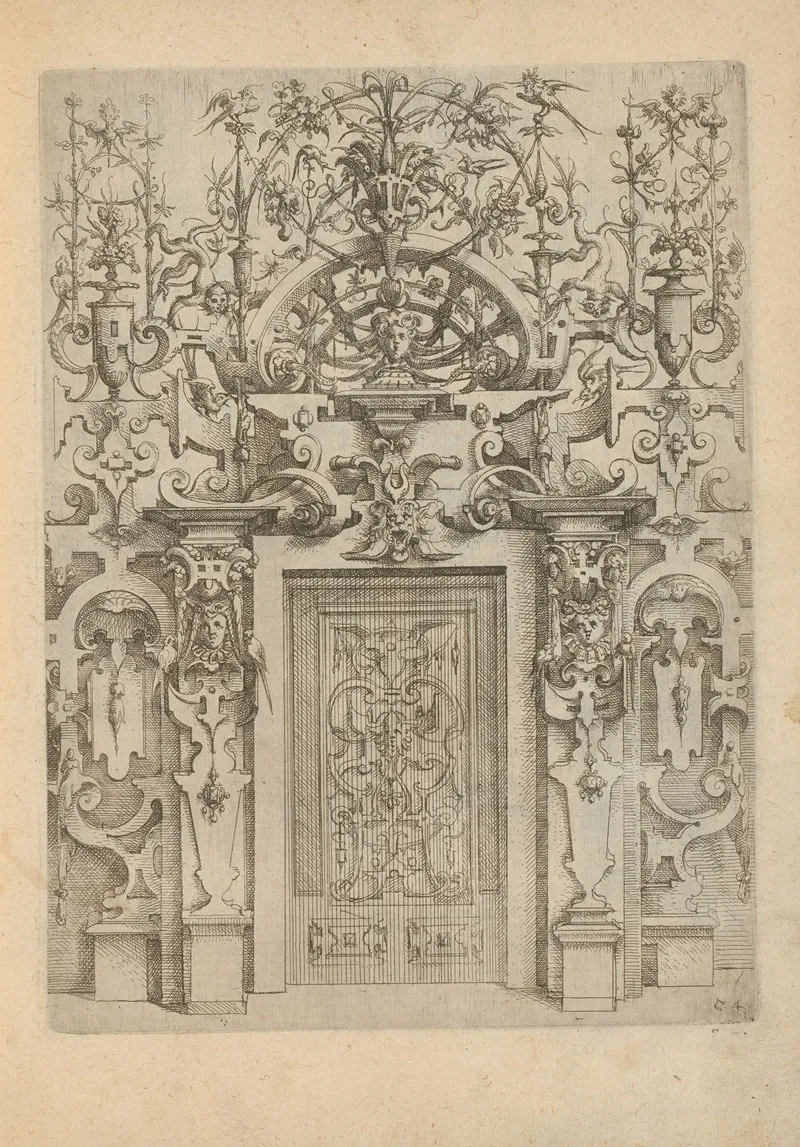 Portal Decorated With Mascarons Foliage And Scrollwork