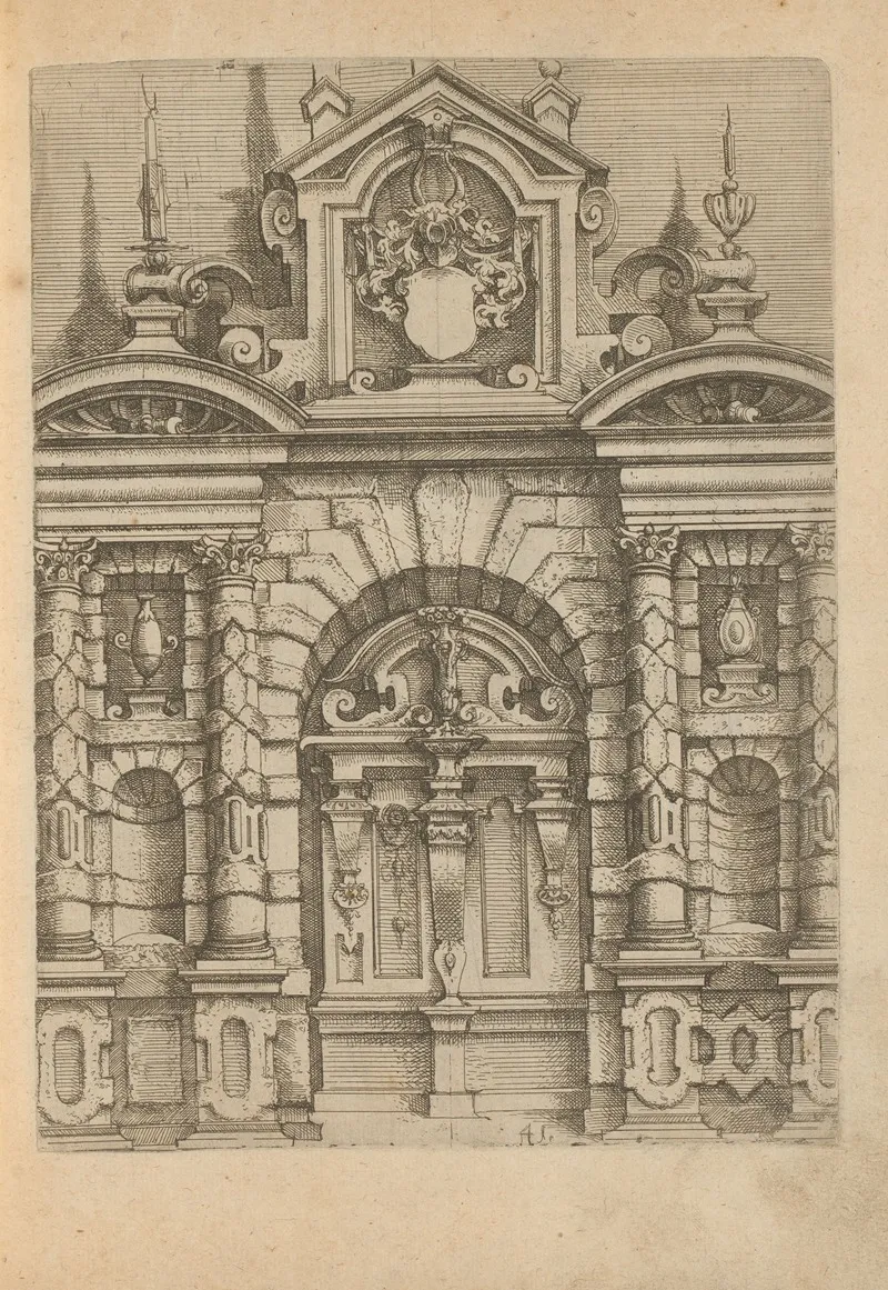 Portal Decorated With Rustication Crowns And A Coat Of Arms
