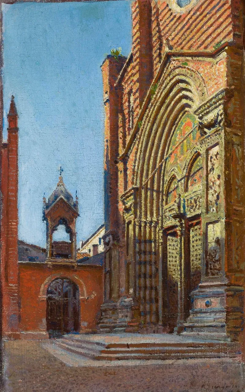 Portal Of The Church Of St Anastasia In Verona Wall Art by Aleksander Gierymski - High-Resolution Digital Print